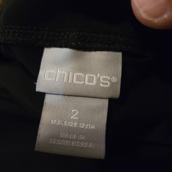 Chico’s 12/14 Black Knit Maxi Dress 3/4 Sleeve with Pockets - Picture 5 of 12